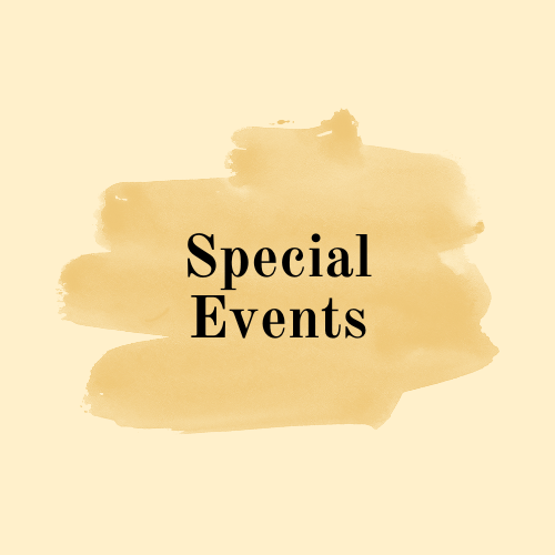 "Special Events" against a backdrop. 